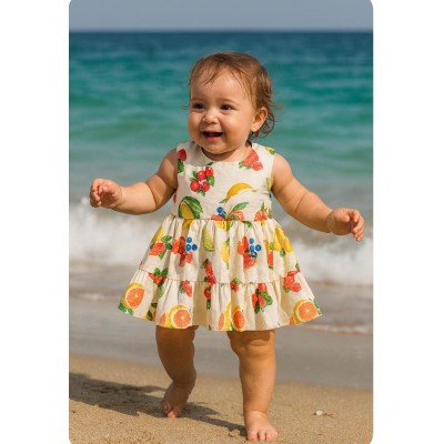 فستان مواليد بنات ماركة Le Bebe صناعه ايطالي