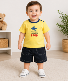 طقم مواليد 2 قطعه ماركة Poloclub صناعه ايطالي 