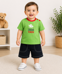 طقم مواليد 2 قطعه ماركة Poloclub صناعه ايطالي 